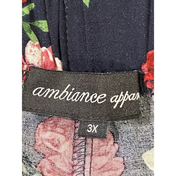 Ambiance Apparel Flowy Pants Womens Plus Size 3X Blue Floral Belted Cropped - Picture 4 of 7